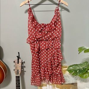 Sz S/M Polka Dot sheer ruffle dress